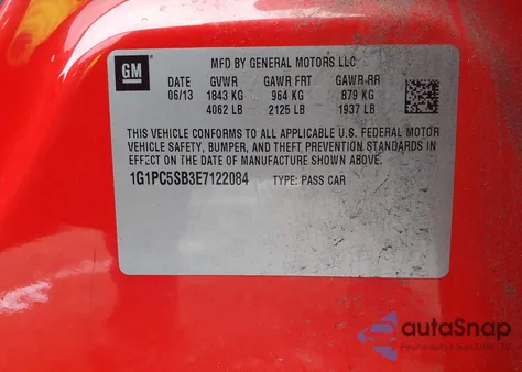 2014 Chevrolet Cruze 1Lt Auto from USA, damaged, VIN 1G1PC5SB3E7122084